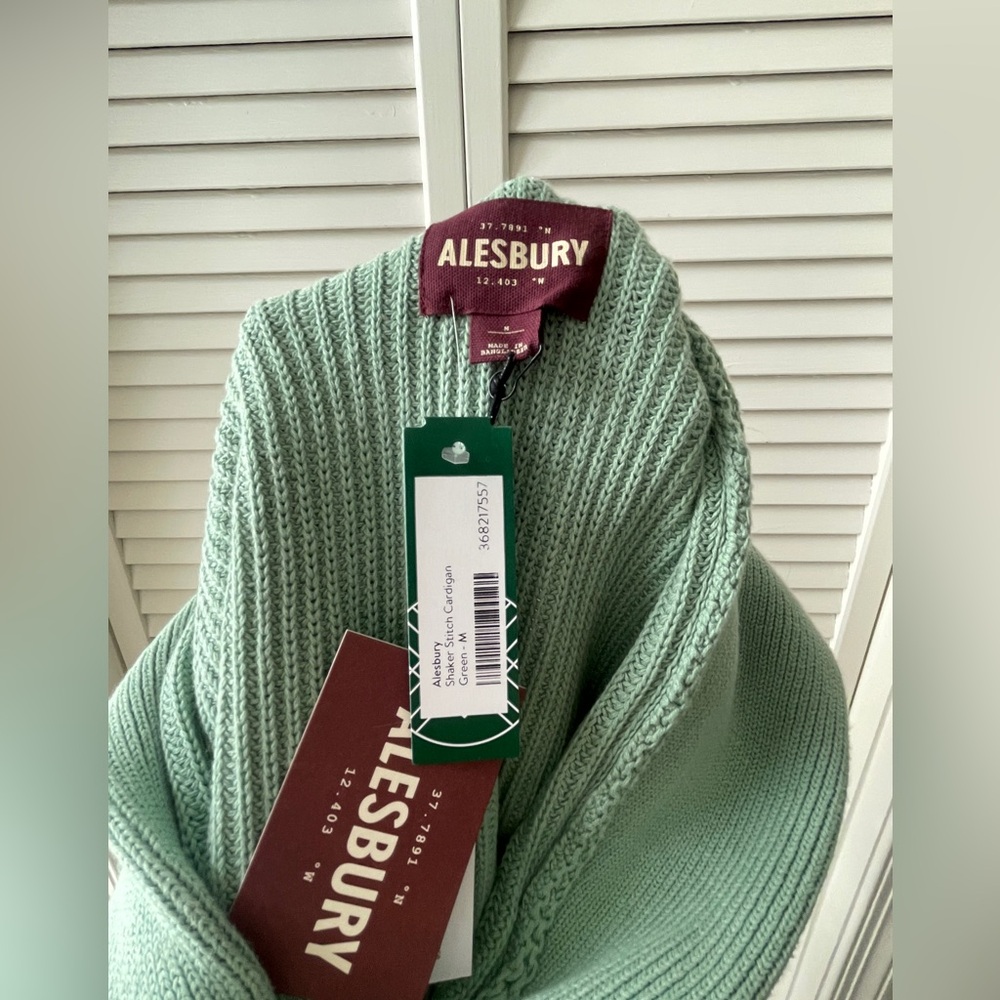 Alesbury Men’s Mint Green Cotton Knit Cardigan NWT - Picture 7 of 9